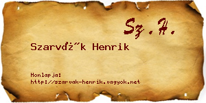 Szarvák Henrik névjegykártya