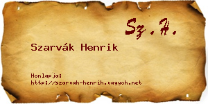 Szarvák Henrik névjegykártya